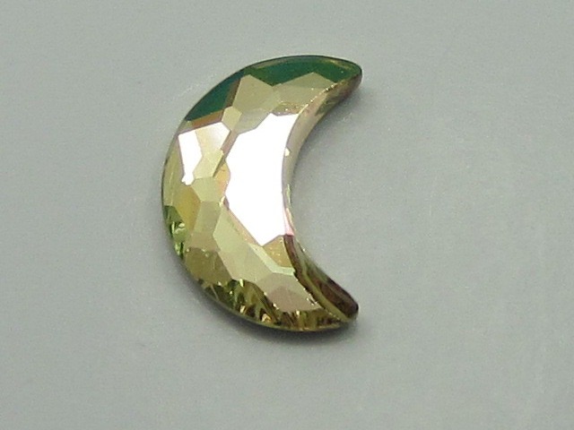12pcs. MOON 8x5.5mm LUMINOUS GREEN FLATBACK European Rhinestones